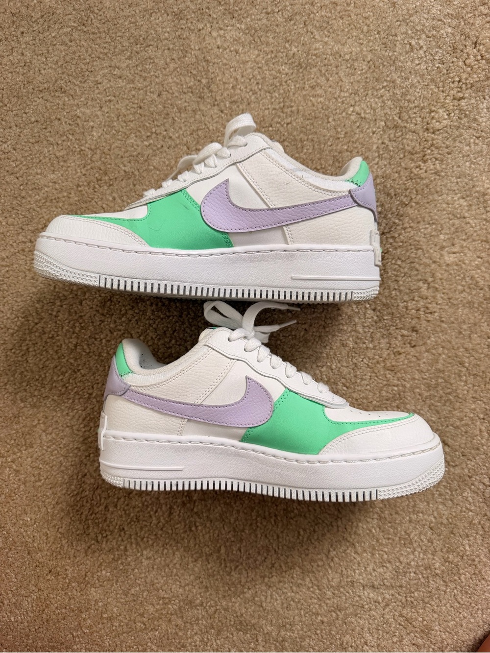 Nike Lavender and Green Airforces size 7.5 women’s